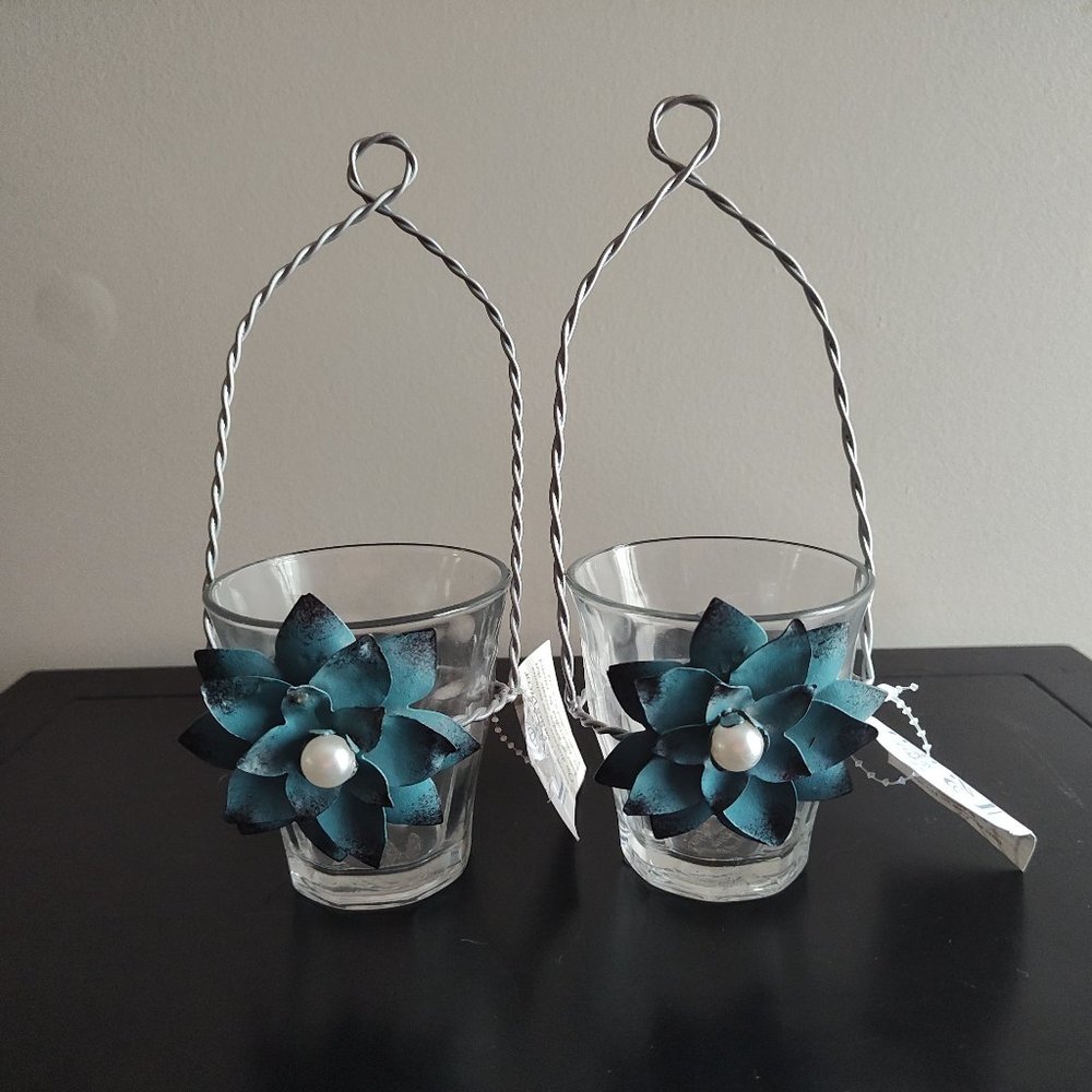 Regal Home & Garden Decor Flower Votive, Blue